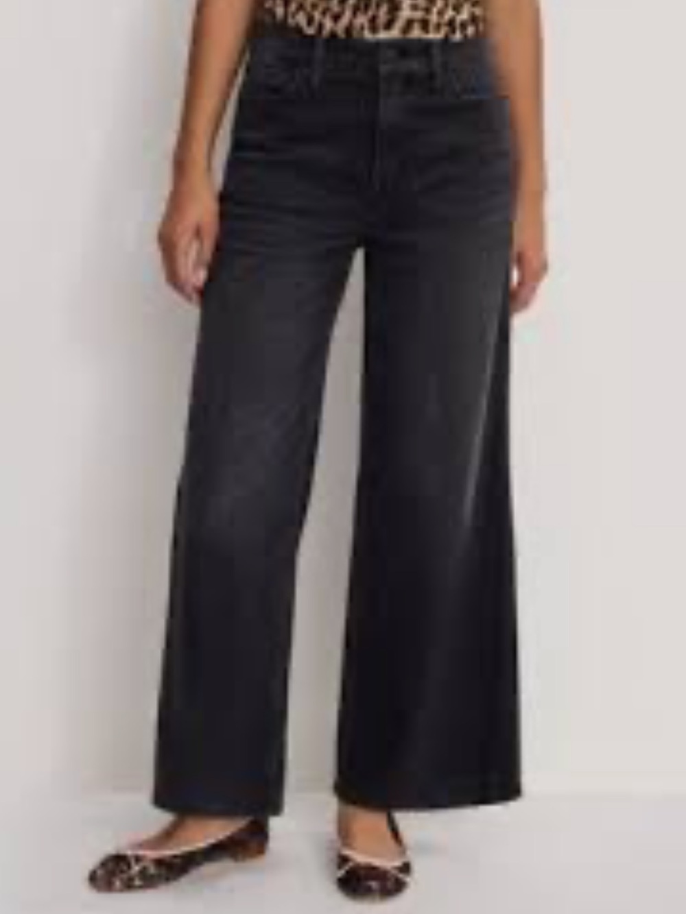 Good American Women's Good Skate Crop Wide Leg High Waist Black Jeans Size 6/28